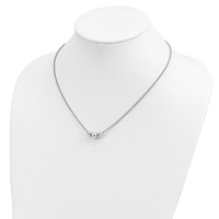 Sterling Silver Polished Beaded Fancy Mesh Chain Necklace, 16" view 3