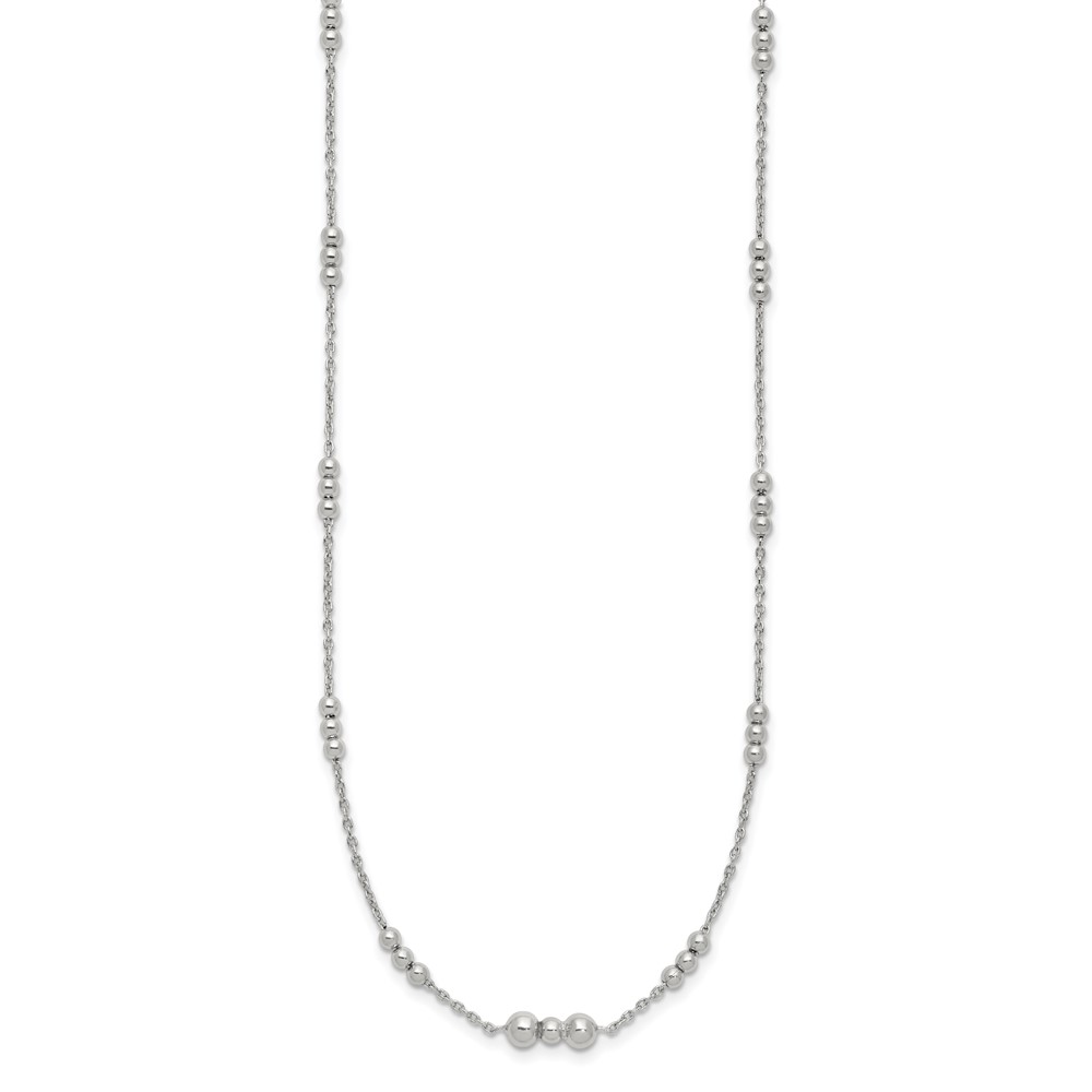 Sterling Silver Polished Beaded Necklace (QG5581-36)