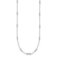 Sterling Silver Polished Beaded Station 36 Inch Necklace view 2