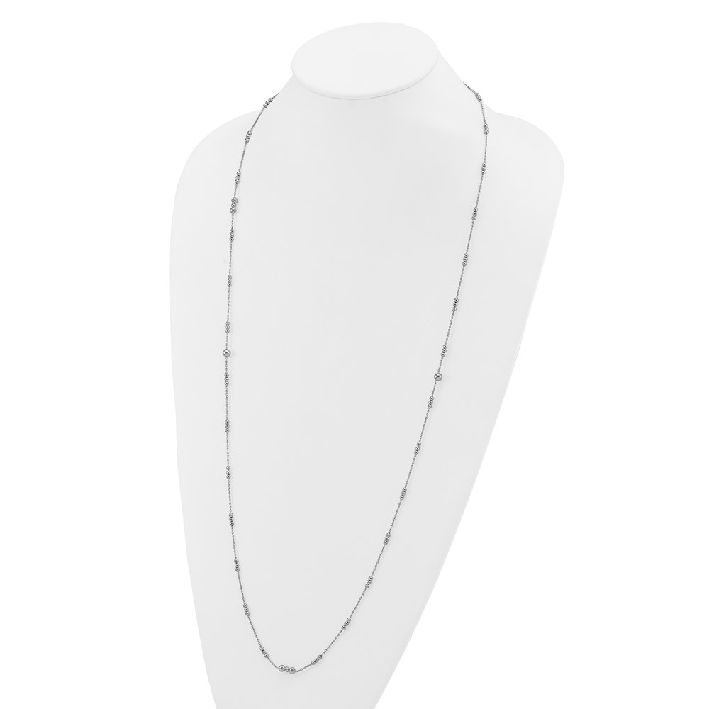 Sterling Silver Polished Beaded Necklace (QG5581-36)