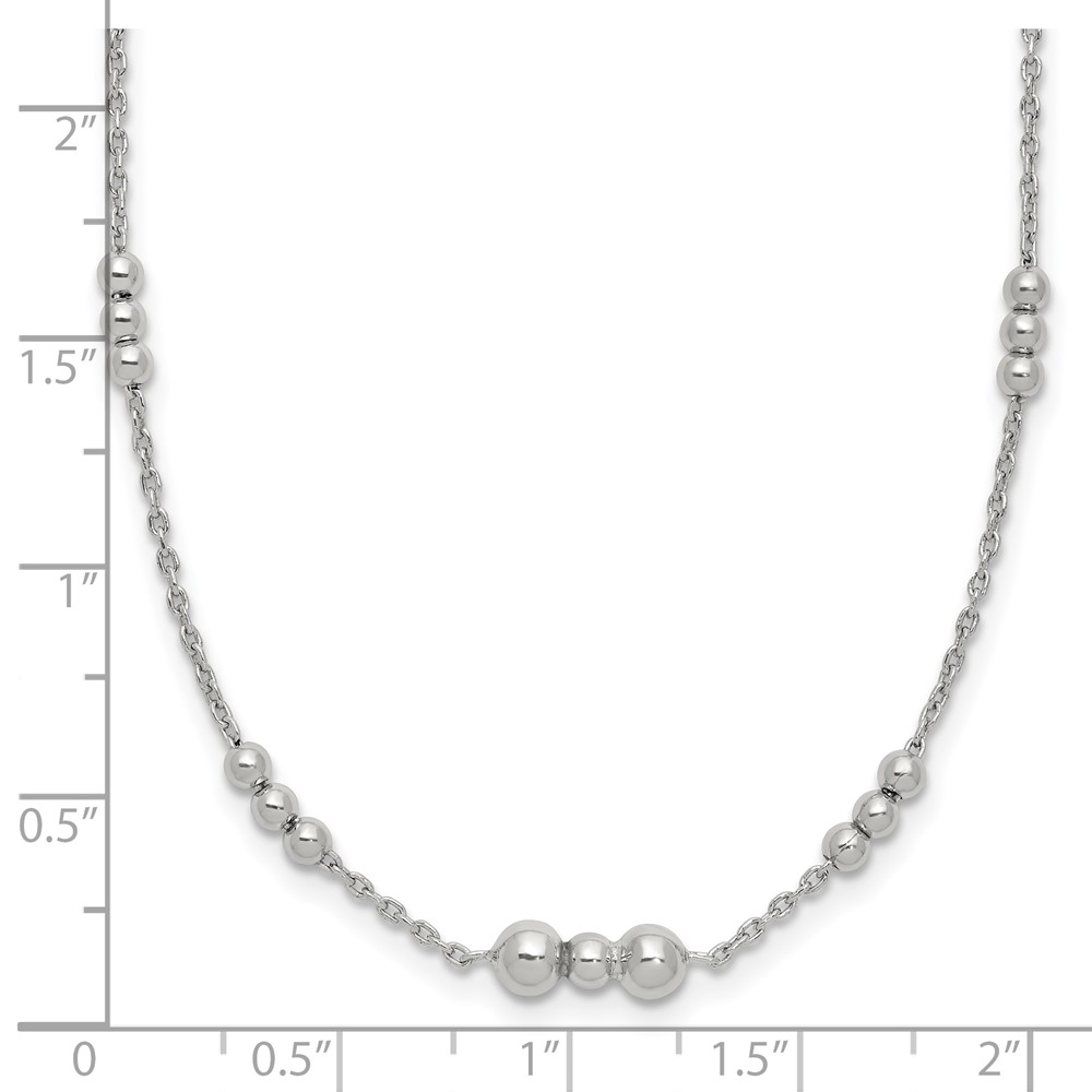 Sterling Silver Polished Beaded Necklace (QG5581-36)