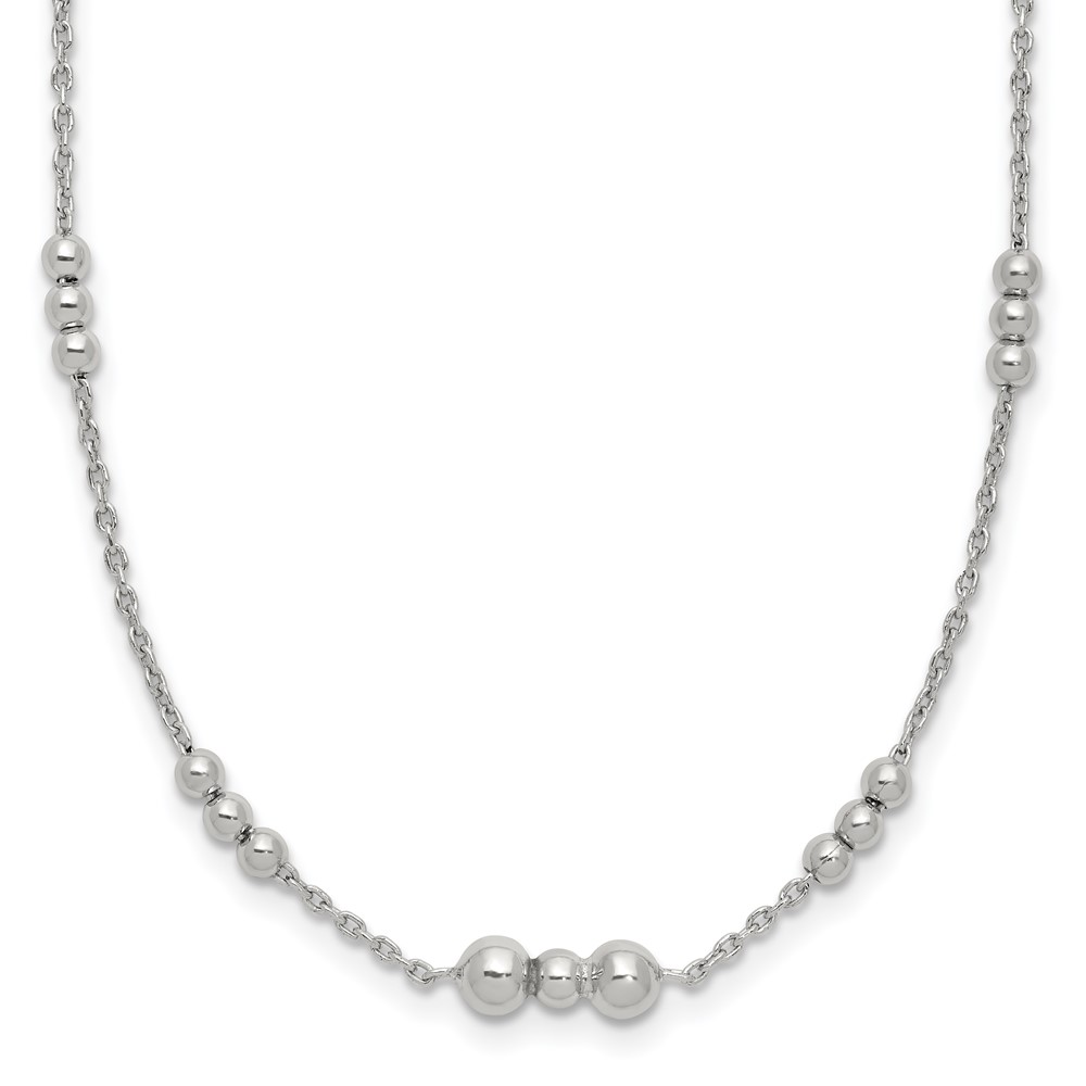 Sterling Silver Polished Beaded Necklace (QG5581-36)