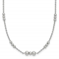 Sterling Silver Polished Beaded Station 36 Inch Necklace view 1