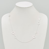 Sterling Silver Polished Open Hearts Necklace, 24" view 4