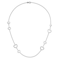 Sterling Silver Polished Open Hearts Necklace, 24" view 5