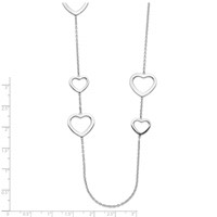 Sterling Silver Polished Open Hearts Necklace, 24" view 3