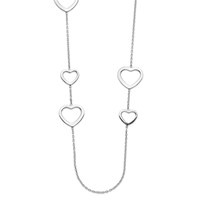 Sterling Silver Polished Open Hearts Necklace, 24" view 1