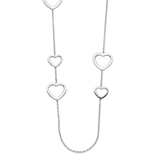 Sterling Silver Polished Hearts Necklace