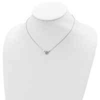 Sterling Silver Rhodium-plated CZ Cross Freshwater Cultured Pearl Necklace with 2 Inch Extension, 16" view 4