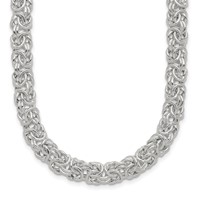 Sterling Silver Polished 6.5mm Byzantine Link Necklace - 20in view 1