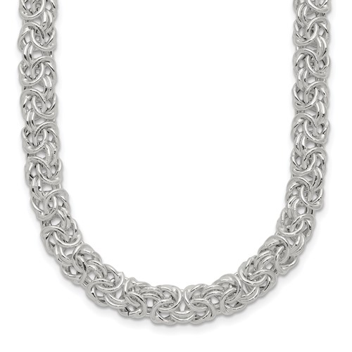 Sterling Silver Polished 6.5mm Byzantine Link Necklace, 20"