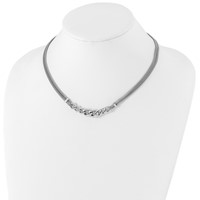 Sterling Silver Rhodium-plated Fancy Chain Necklace with Ext. 2-strand, 2" view 2