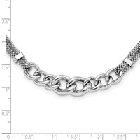 Sterling Silver Rhodium-plated Fancy Chain Necklace with Ext. 2-strand, 2" view 4
