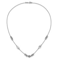 Sterling Silver Rhodium-plated Beaded Fancy Necklace view 3