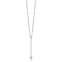 Sterling Silver Polished Beaded Necklace with 1.25 Inch Extension Rosary, 18" view 2
