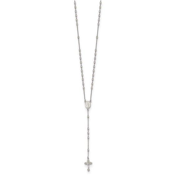 Sterling Silver Beaded Rosary18 inch Necklace with1.25 inch extension