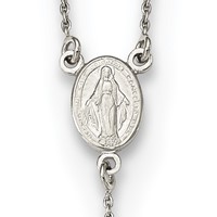 Sterling Silver Polished Beaded Necklace with 1.25 Inch Extension Rosary, 18" view 3