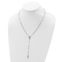 Sterling Silver Polished Beaded Necklace with 1.25 Inch Extension Rosary, 18" view 5