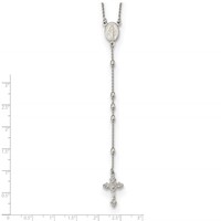 Sterling Silver Polished Beaded Necklace with 1.25 Inch Extension Rosary, 18" view 4