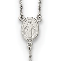 Sterling Silver Rhodium-plated Polished Beaded Rosary, 27" view 3