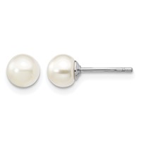 Sterling Silver Madi K Rhodium-plated 5-6mm White Semi-Round Freshwater Cultured Pearl Necklace, 4 in Bracelet & Post Earrings Set, 12" view 2