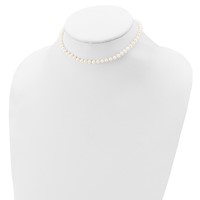Sterling Silver Madi K Rhodium-plated 5-6mm White Semi-Round Freshwater Cultured Pearl Necklace, 4 in Bracelet & Post Earrings Set, 12" view 4