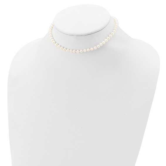 "Sterling Silver Madi K Rhodium-plated 5-6mm White Semi-Round Freshwater Cultured Pearl 12 inch Necklace, 4 inch Bracelet & Post Earrings Set"