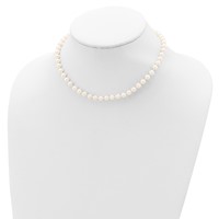Sterling Silver Madi K Rhodium-plated 5-6mm White Semi-Round Freshwater Cultured Pearl Necklace, 4 in Bracelet & Button Post Earrings Set, 12" view 4