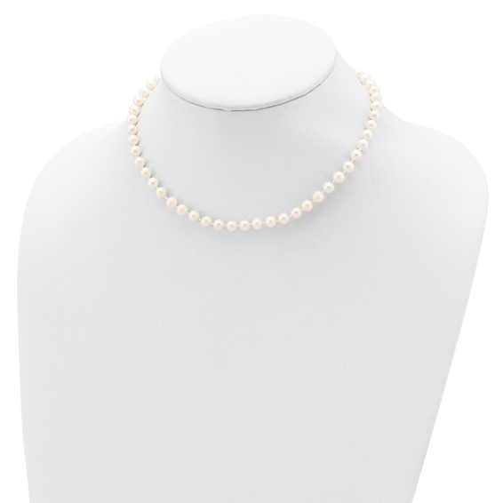 "Sterling Silver Madi K Rhodium-plated 5-6mm White Semi-Round Freshwater Cultured Pearl 12 inch Necklace, 4 inch Bracelet & Button Post Earrings Set"