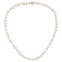 Sterling Silver Madi K Rhodium-plated 5-6mm White Semi-Round Freshwater Cultured Pearl Necklace, 4 in Bracelet & Button Post Earrings Set, 12" view 5
