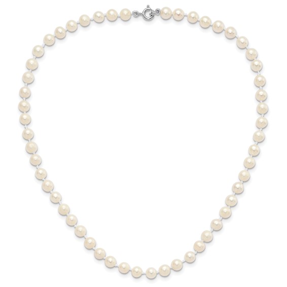 "Sterling Silver Madi K Rhodium-plated 5-6mm White Semi-Round Freshwater Cultured Pearl 12 inch Necklace, 4 inch Bracelet & Button Post Earrings Set"