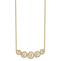 Sterling Shimmer Sterling Silver Gold-tone Flash Gold-plated 133 Stone CZ Swirls Necklace with Extender, 2" view 2