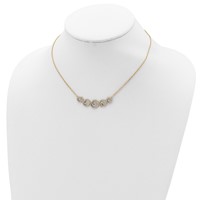 Sterling Shimmer Sterling Silver Gold-tone Flash Gold-plated 133 Stone CZ Swirls Necklace with Extender, 2" view 4
