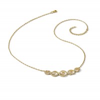 Sterling Shimmer Sterling Silver Gold-tone Flash Gold-plated 133 Stone CZ Swirls Necklace with Extender, 2" view 5