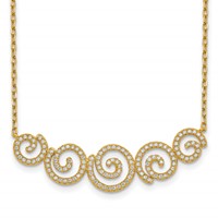 Sterling Shimmer Sterling Silver Gold-tone Flash Gold-plated 133 Stone CZ Swirls Necklace with Extender, 2" view 1
