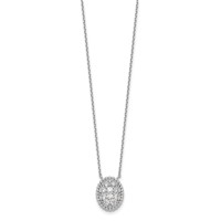 Sterling Shimmer Sterling Silver Rhodium-plated 10 Stone Oval CZ Necklace, 18" view 2