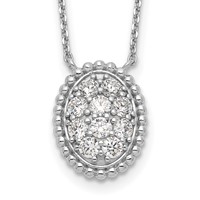 Sterling Shimmer Sterling Silver Rhodium-plated 10 Stone Oval CZ Necklace, 18" view 1