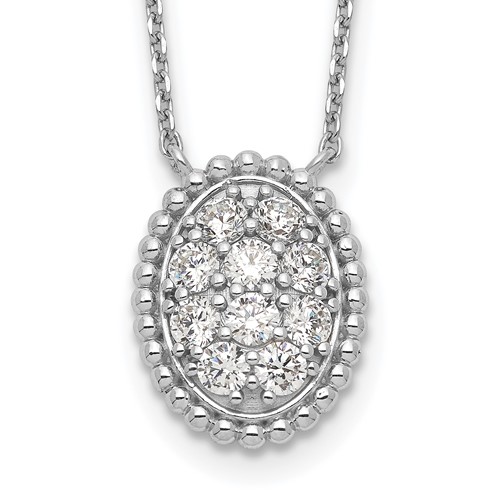 Sterling Shimmer Sterling Silver Rhodium-plated 10 Stone Oval CZ Necklace, 18"