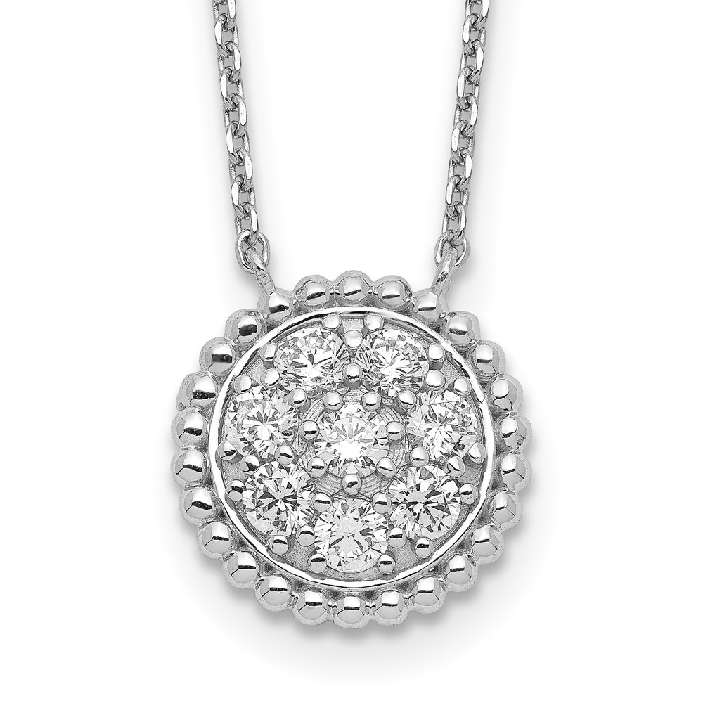 Sterling Shimmer Sterling Silver Rhodium-plated 8 Stone CZ Round Necklace, 18"