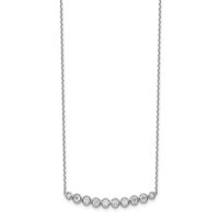 Sterling Shimmer Sterling Silver Rhodium-plated 10 Stone CZ Bar Necklace with 2 Inch Extender, 16" view 2