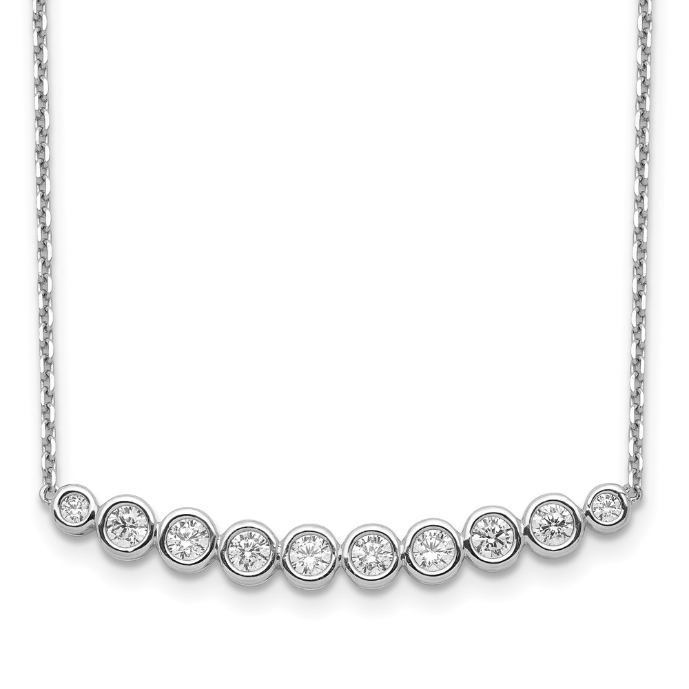 Sterling Shimmer Sterling Silver Rhodium-plated 10 Stone CZ Bar Necklace with 2 Inch Extender, 16"