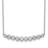 Sterling Shimmer Sterling Silver Rhodium-plated 10 Stone CZ Bar Necklace with 2 Inch Extender, 16" view 1