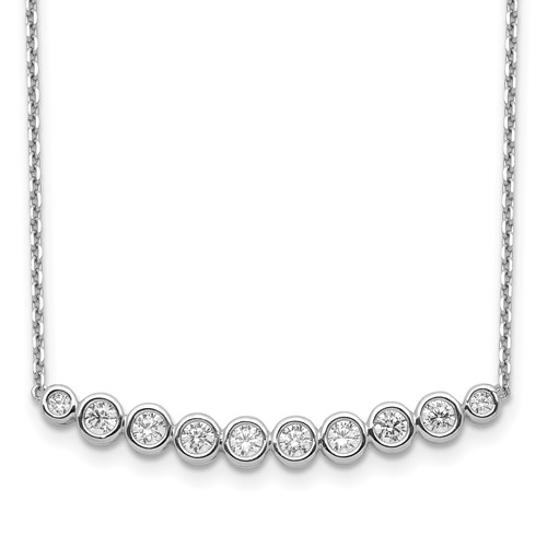 Sterling Shimmer Sterling Silver Rhodium-plated 10 Stone CZ Bar Necklace with 2 Inch Extender, 16"