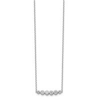 Sterling Shimmer Sterling Silver Rhodium-plated 6 Stone CZ Bar Necklace with 2 Inch Extender, 16" view 2