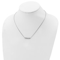 Sterling Shimmer Sterling Silver Rhodium-plated 6 Stone CZ Bar Necklace with 2 Inch Extender, 16" view 4