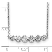 Sterling Shimmer Sterling Silver Rhodium-plated 6 Stone CZ Bar Necklace with 2 Inch Extender, 16" view 3
