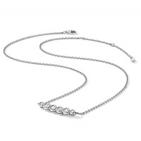 Sterling Shimmer Sterling Silver Rhodium-plated 6 Stone CZ Bar Necklace with 2 Inch Extender, 16" view 5