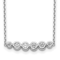 Sterling Shimmer Sterling Silver Rhodium-plated 6 Stone CZ Bar Necklace with 2 Inch Extender, 16" view 1