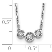Sterling Shimmer Sterling Silver Rhodium-plated 3 Stone CZ Necklace with 2 Inch Extender, 16" view 3