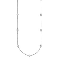 Sterling Shimmer Sterling Silver Rhodium-plated 3mm CZ 15 Stone 15 Station Necklace - 24in view 2